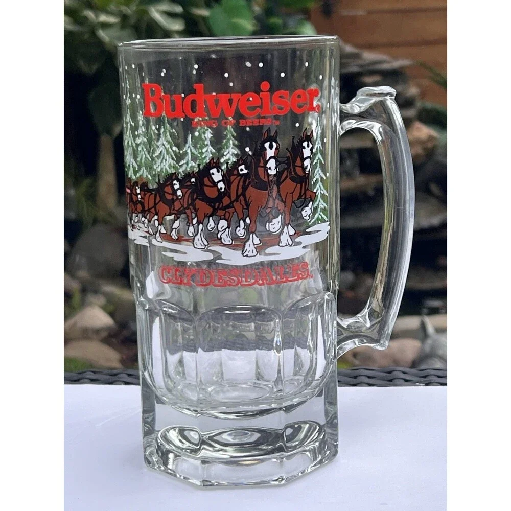🎄 Vintage 1988 Budweiser Clydesdales Holiday Beer Mug Stein 🍺